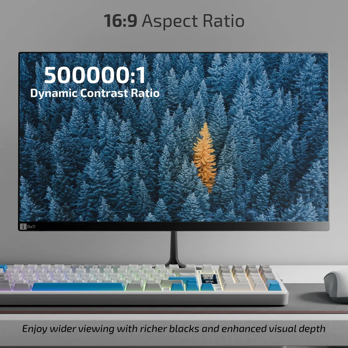 Iball LED Monitor 22" FHD VA 100 Hz with HDMI | VGA (Bird i215) Black view 3